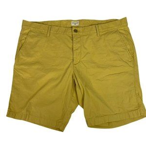 Dockers Shorts Men's 40W Flat Front Yellow Cotton Elastane Preppy Core Dad Core